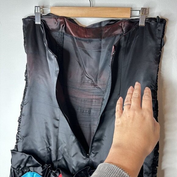 Vintage Gunne Sax Jessica McClintock Black Strapless Ruffled Rosette Dress 8 - Picture 9 of 13